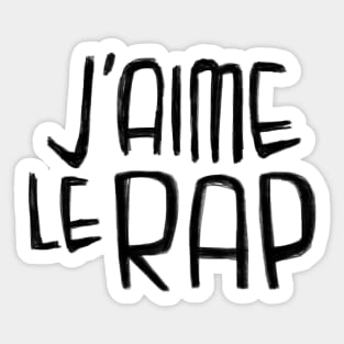 Rapper Typography, J'aime le Rap, French I love Rap Sticker
